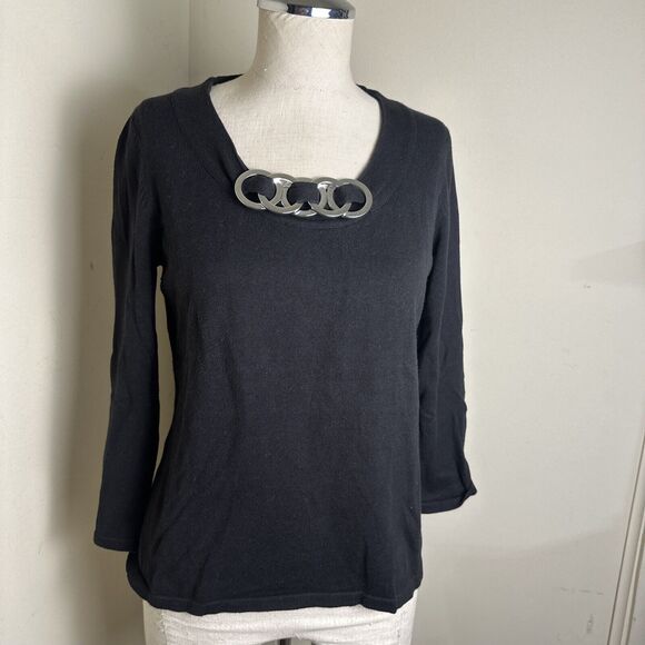 Lauren Conrad Women's Cream Tan Stripe Long Sleeve Lightweight Top Lace Sz Med - Picture 1 of 8